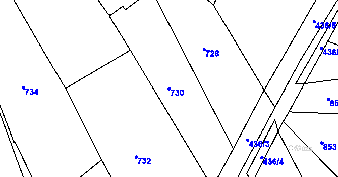 Parcela st. 730 v KÚ Kuřim, Katastrální mapa