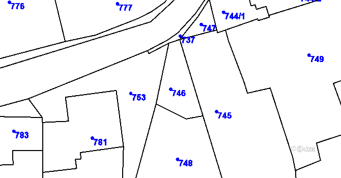 Parcela st. 746 v KÚ Kuřim, Katastrální mapa