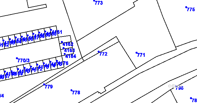 Parcela st. 772 v KÚ Kuřim, Katastrální mapa
