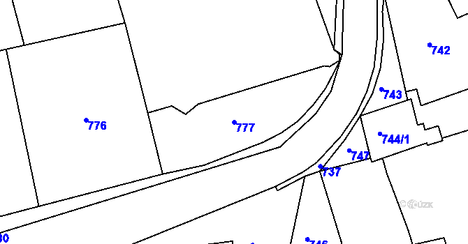 Parcela st. 777 v KÚ Kuřim, Katastrální mapa
