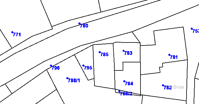 Parcela st. 785 v KÚ Kuřim, Katastrální mapa