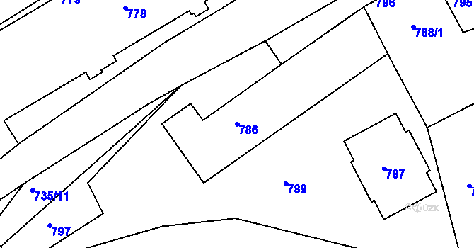 Parcela st. 786 v KÚ Kuřim, Katastrální mapa