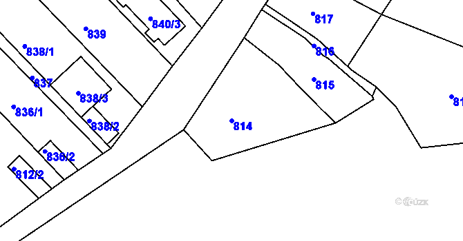 Parcela st. 814 v KÚ Kuřim, Katastrální mapa