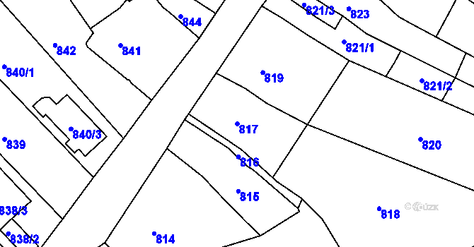 Parcela st. 817 v KÚ Kuřim, Katastrální mapa