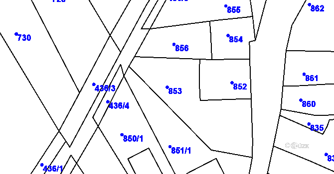Parcela st. 853 v KÚ Kuřim, Katastrální mapa