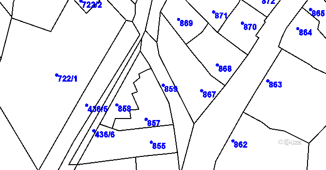 Parcela st. 859 v KÚ Kuřim, Katastrální mapa