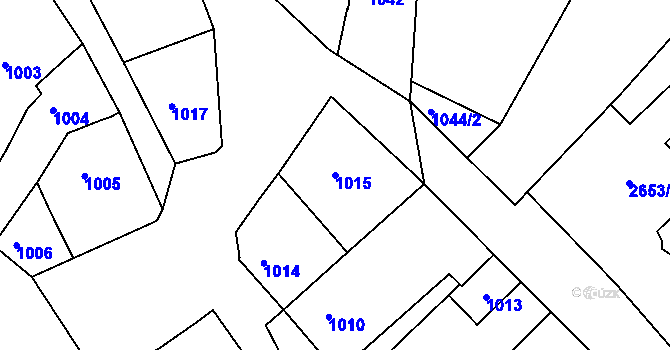 Parcela st. 1015 v KÚ Kuřim, Katastrální mapa