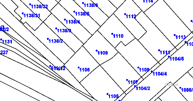Parcela st. 1108 v KÚ Kuřim, Katastrální mapa