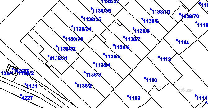 Parcela st. 1138/5 v KÚ Kuřim, Katastrální mapa