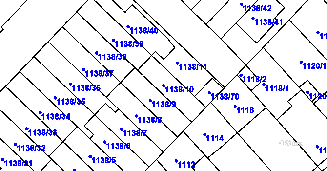 Parcela st. 1138/10 v KÚ Kuřim, Katastrální mapa