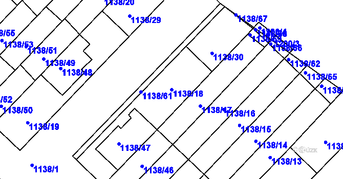 Parcela st. 1138/18 v KÚ Kuřim, Katastrální mapa