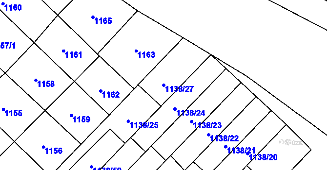 Parcela st. 1138/27 v KÚ Kuřim, Katastrální mapa