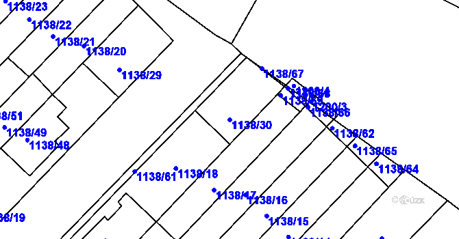 Parcela st. 1138/30 v KÚ Kuřim, Katastrální mapa