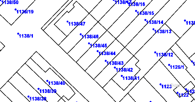 Parcela st. 1138/44 v KÚ Kuřim, Katastrální mapa