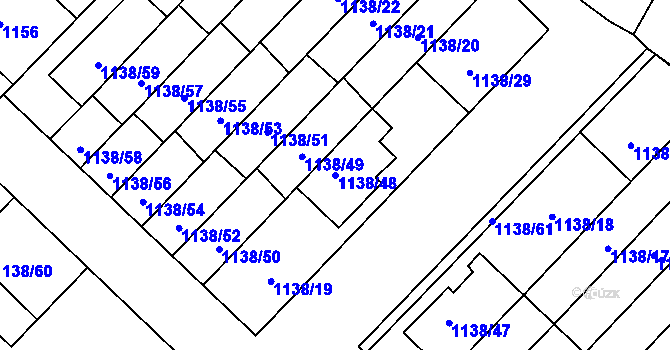 Parcela st. 1138/48 v KÚ Kuřim, Katastrální mapa