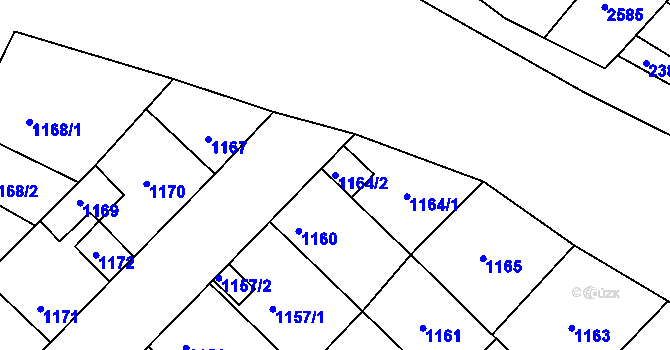 Parcela st. 1164/2 v KÚ Kuřim, Katastrální mapa