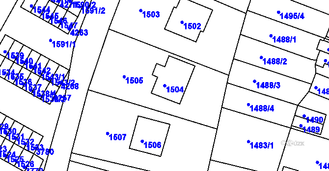 Parcela st. 1504 v KÚ Kuřim, Katastrální mapa