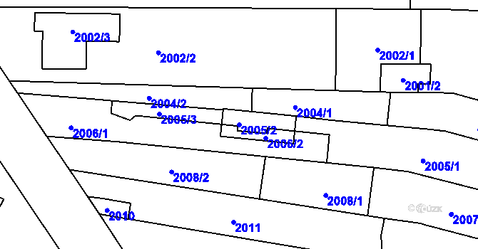 Parcela st. 2005/2 v KÚ Kuřim, Katastrální mapa