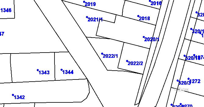 Parcela st. 2022/1 v KÚ Kuřim, Katastrální mapa