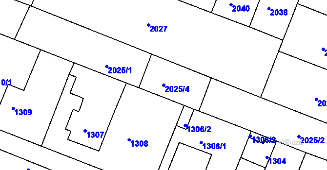 Parcela st. 2025/4 v KÚ Kuřim, Katastrální mapa