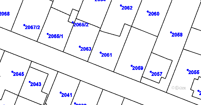 Parcela st. 2061 v KÚ Kuřim, Katastrální mapa