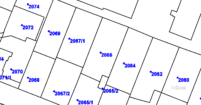 Parcela st. 2066 v KÚ Kuřim, Katastrální mapa