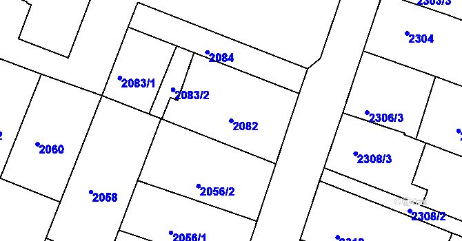 Parcela st. 2082 v KÚ Kuřim, Katastrální mapa