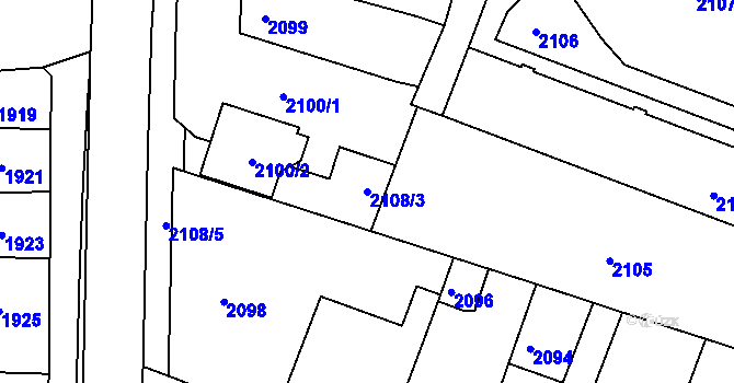 Parcela st. 2108/3 v KÚ Kuřim, Katastrální mapa