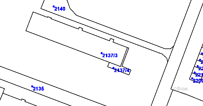 Parcela st. 2137/3 v KÚ Kuřim, Katastrální mapa