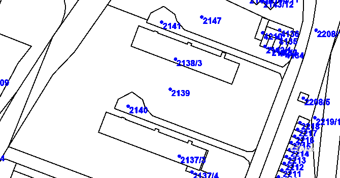 Parcela st. 2139 v KÚ Kuřim, Katastrální mapa