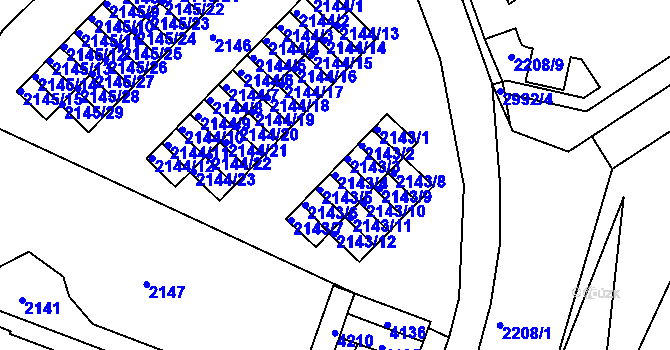 Parcela st. 2143/4 v KÚ Kuřim, Katastrální mapa
