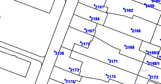 Parcela st. 2170 v KÚ Kuřim, Katastrální mapa