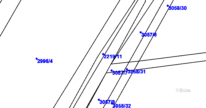 Parcela st. 2219/11 v KÚ Kuřim, Katastrální mapa