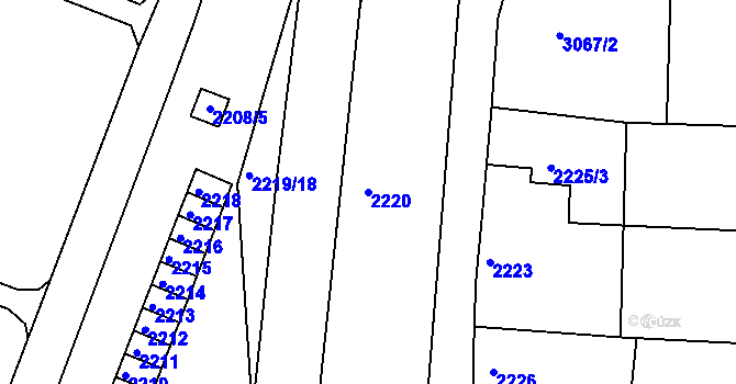 Parcela st. 2220 v KÚ Kuřim, Katastrální mapa