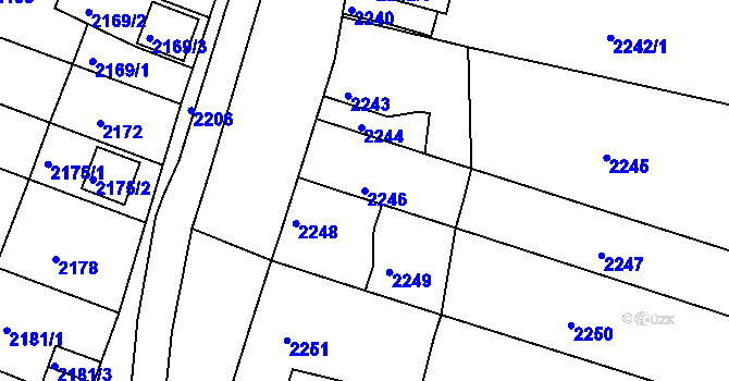 Parcela st. 2246 v KÚ Kuřim, Katastrální mapa