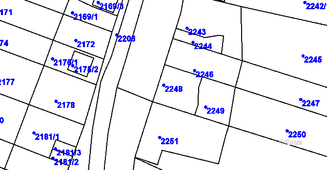 Parcela st. 2248 v KÚ Kuřim, Katastrální mapa