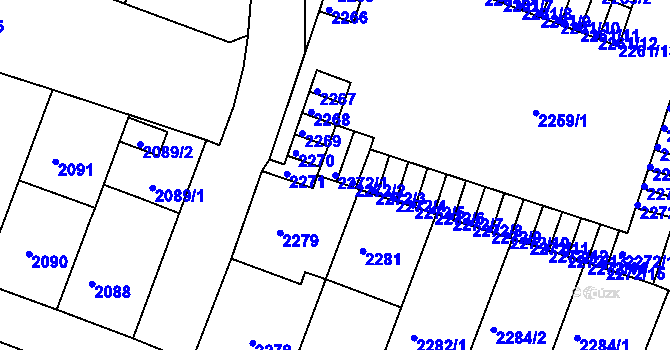 Parcela st. 2272/1 v KÚ Kuřim, Katastrální mapa