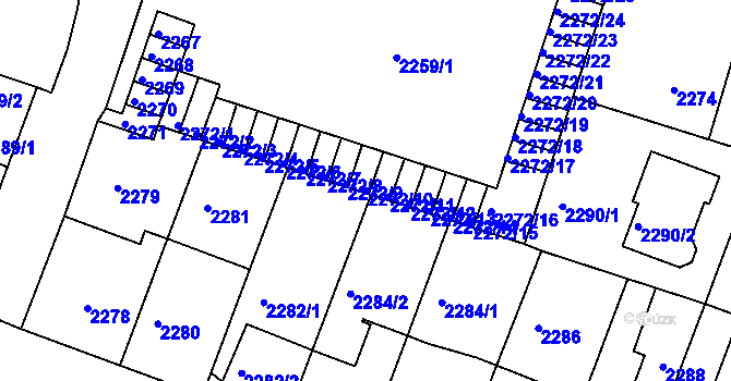 Parcela st. 2272/10 v KÚ Kuřim, Katastrální mapa