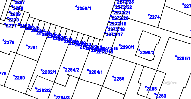 Parcela st. 2272/15 v KÚ Kuřim, Katastrální mapa
