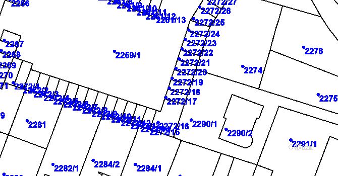 Parcela st. 2272/18 v KÚ Kuřim, Katastrální mapa