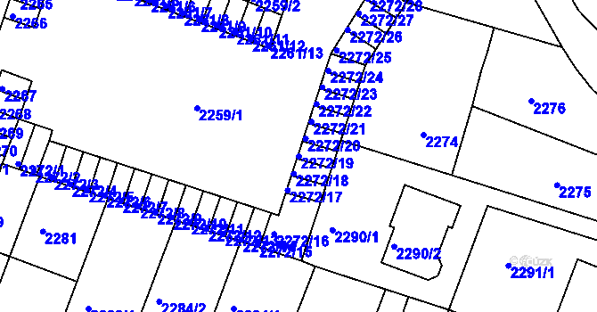 Parcela st. 2272/19 v KÚ Kuřim, Katastrální mapa