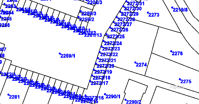Parcela st. 2272/22 v KÚ Kuřim, Katastrální mapa