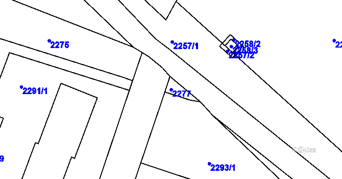 Parcela st. 2277 v KÚ Kuřim, Katastrální mapa
