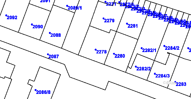 Parcela st. 2278 v KÚ Kuřim, Katastrální mapa