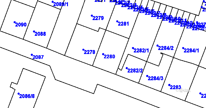 Parcela st. 2280 v KÚ Kuřim, Katastrální mapa