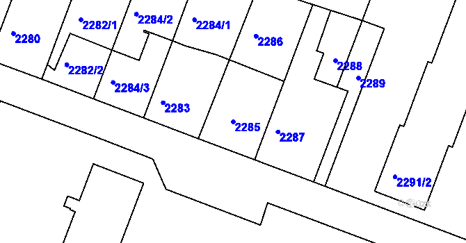 Parcela st. 2285 v KÚ Kuřim, Katastrální mapa