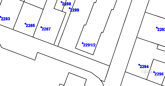 Parcela st. 2291/2 v KÚ Kuřim, Katastrální mapa