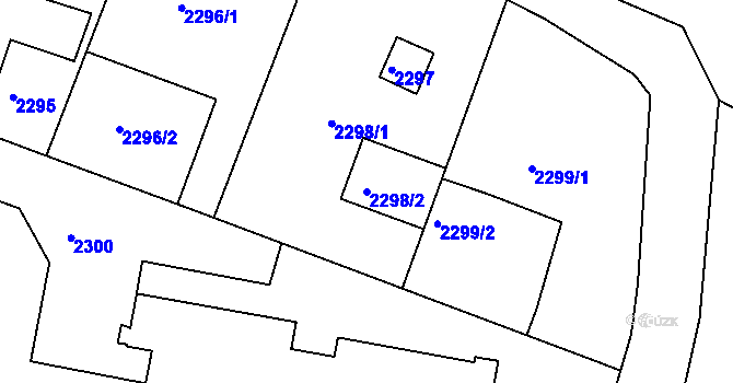 Parcela st. 2298/2 v KÚ Kuřim, Katastrální mapa