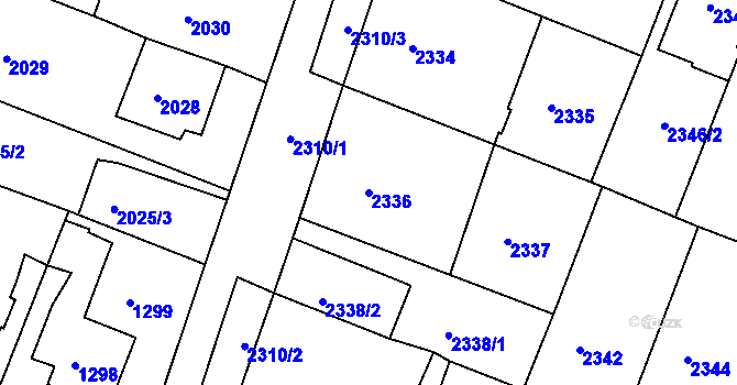 Parcela st. 2336 v KÚ Kuřim, Katastrální mapa