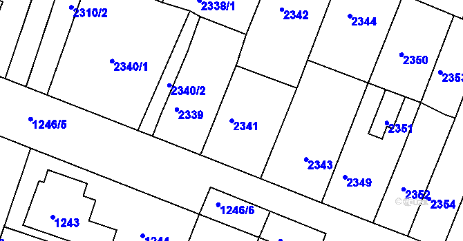 Parcela st. 2341 v KÚ Kuřim, Katastrální mapa